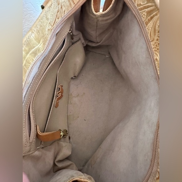 Brahmin Vintage Rare Floral Hand Tooled Tan Leather Handbag - Picture 11 of 11
